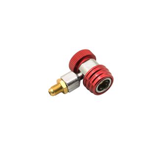 ACOPLE RAPIDO CROMADO SALIDA 90º DE ALTA GAS R134A ROJO 14MM X 1/4 LI-100 LION AIR HERRAMIENTAS