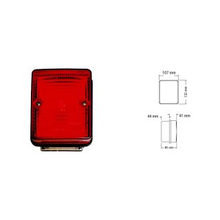 Faro Trasero Rectangular Rojo Bipolar Con Ventana